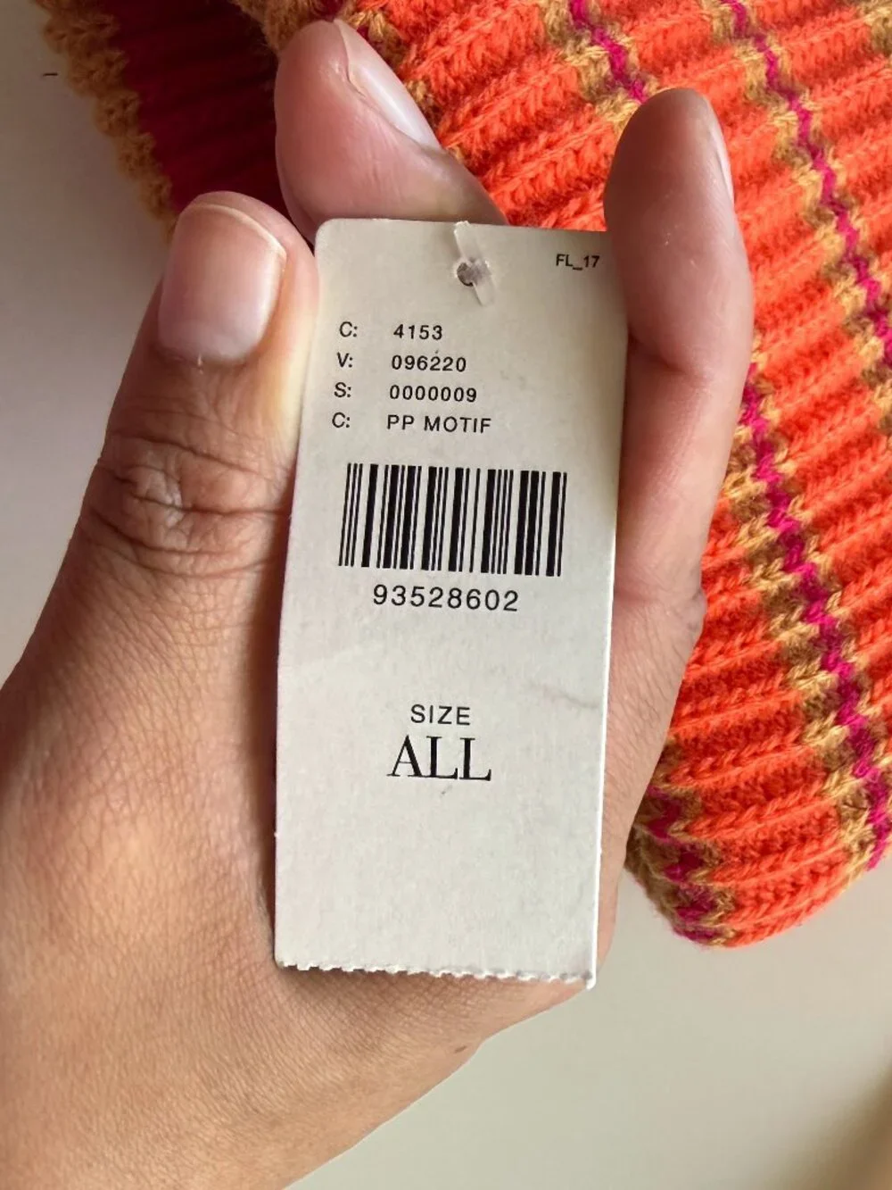 By Anthropologie Striped Knit Cuffed Beanie Pink Orange Gold PP Motif One Size